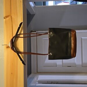 Vintage bottega veneta black and brown leather tote
